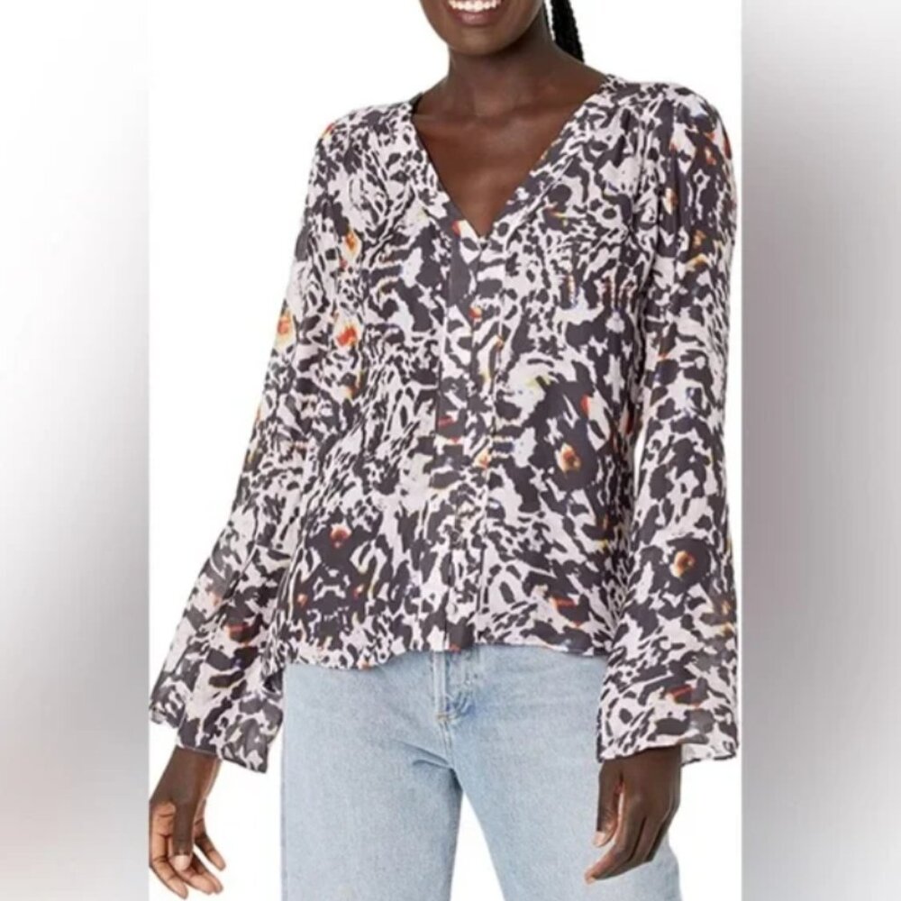 Parker Oriana V Neck Long Sleeve Silk Blend Soft Lightweight Blouse size XS